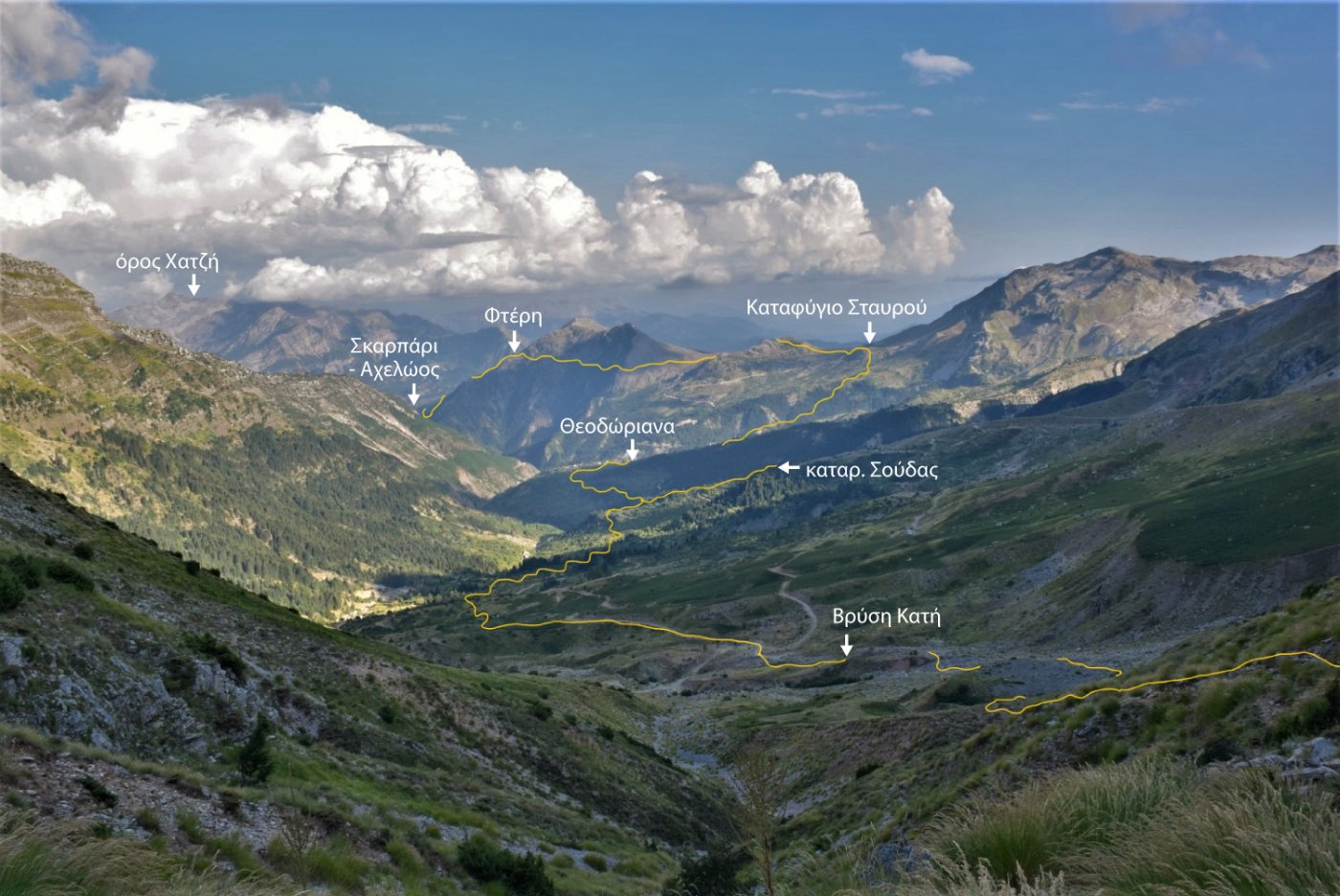 Pindus Trail - New entry > 18km from Chatzi to Tzoumerka mt / Acheloos - Stavros hut - Theodoriana - Afti pass